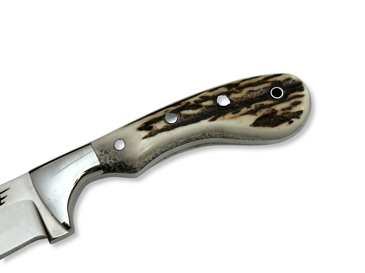 ACEJET Skinner Beaver 4" – Handgemaakt Jachtmes met Gewei & Elmax Staal