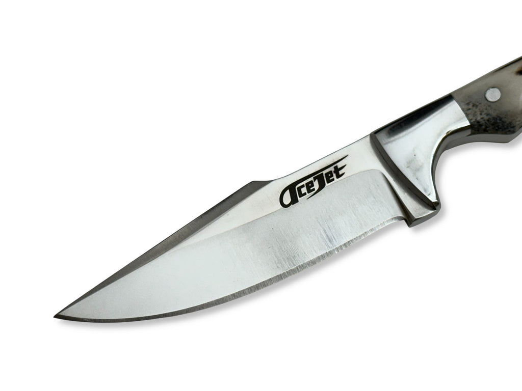 ACEJET Skinner Beaver 4" – Handgemaakt Jachtmes met Gewei & Elmax Staal